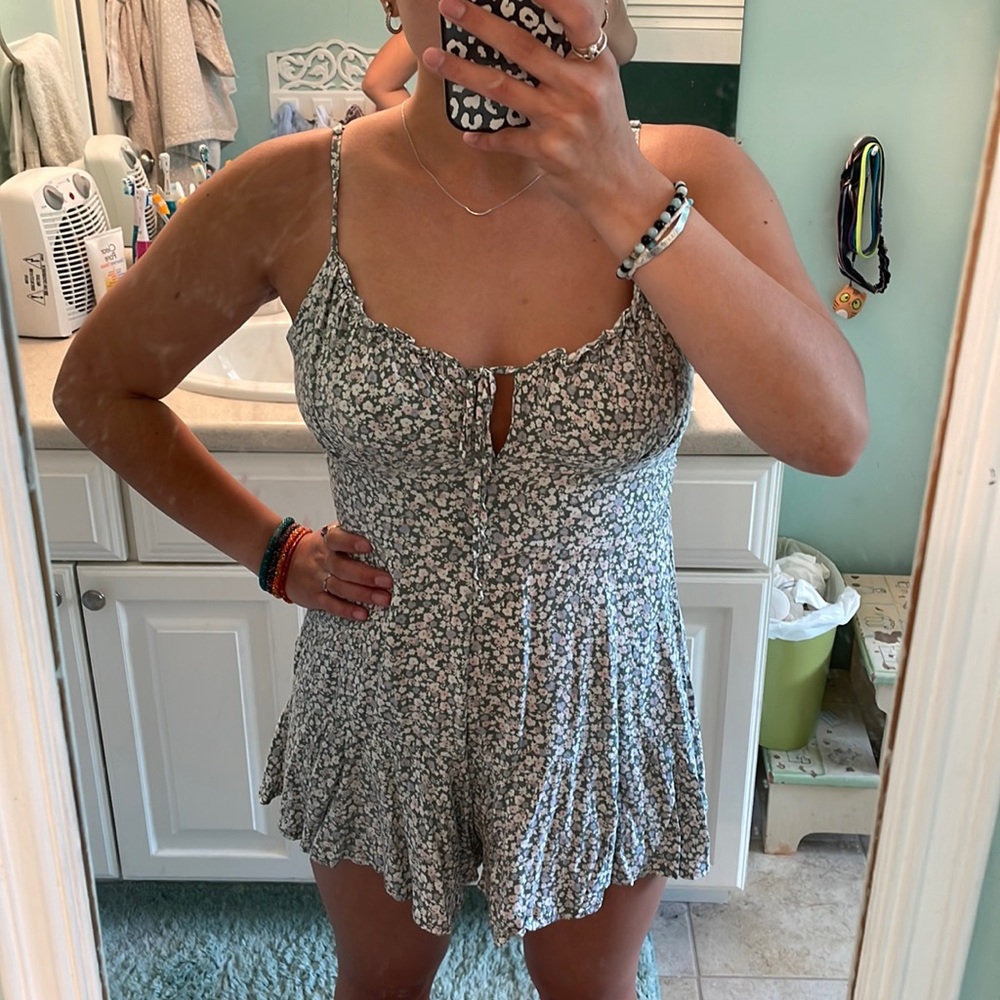 Floral Green Romper